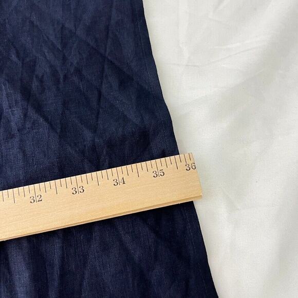 Talbots Navy Blue 100% Linen Embroidered Poncho V-neck Poncho Top L Women's - Picture 11 of 12